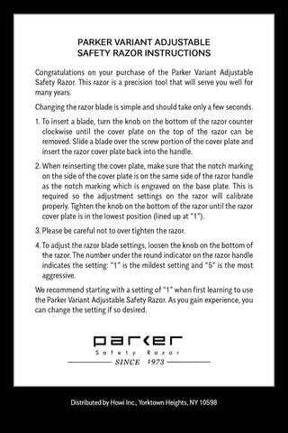 Parker Variant Adjustable Safety Razor - Satin Chrome-Parker-ItalianBarber