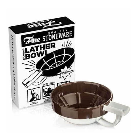 Fine Stoneware Lather Bowl - Brown/White-Fine Accoutrements-ItalianBarber