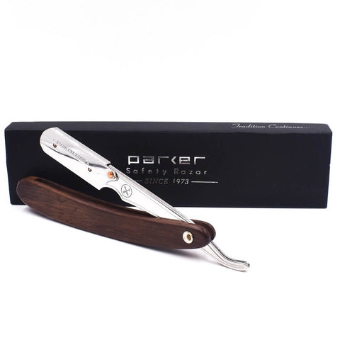 Parker SRDW Dark Sheesham Wood Clip Type Stainless Steel Straight Edge Shavette Razor-Parker-ItalianBarber