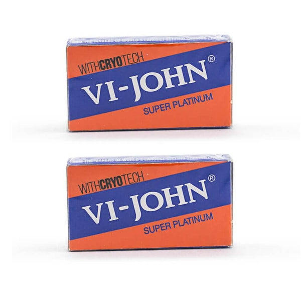 10 Vi-John Super Platinum Coated Stainless DE Blades, 2 packs of 5-Vi John-ItalianBarber